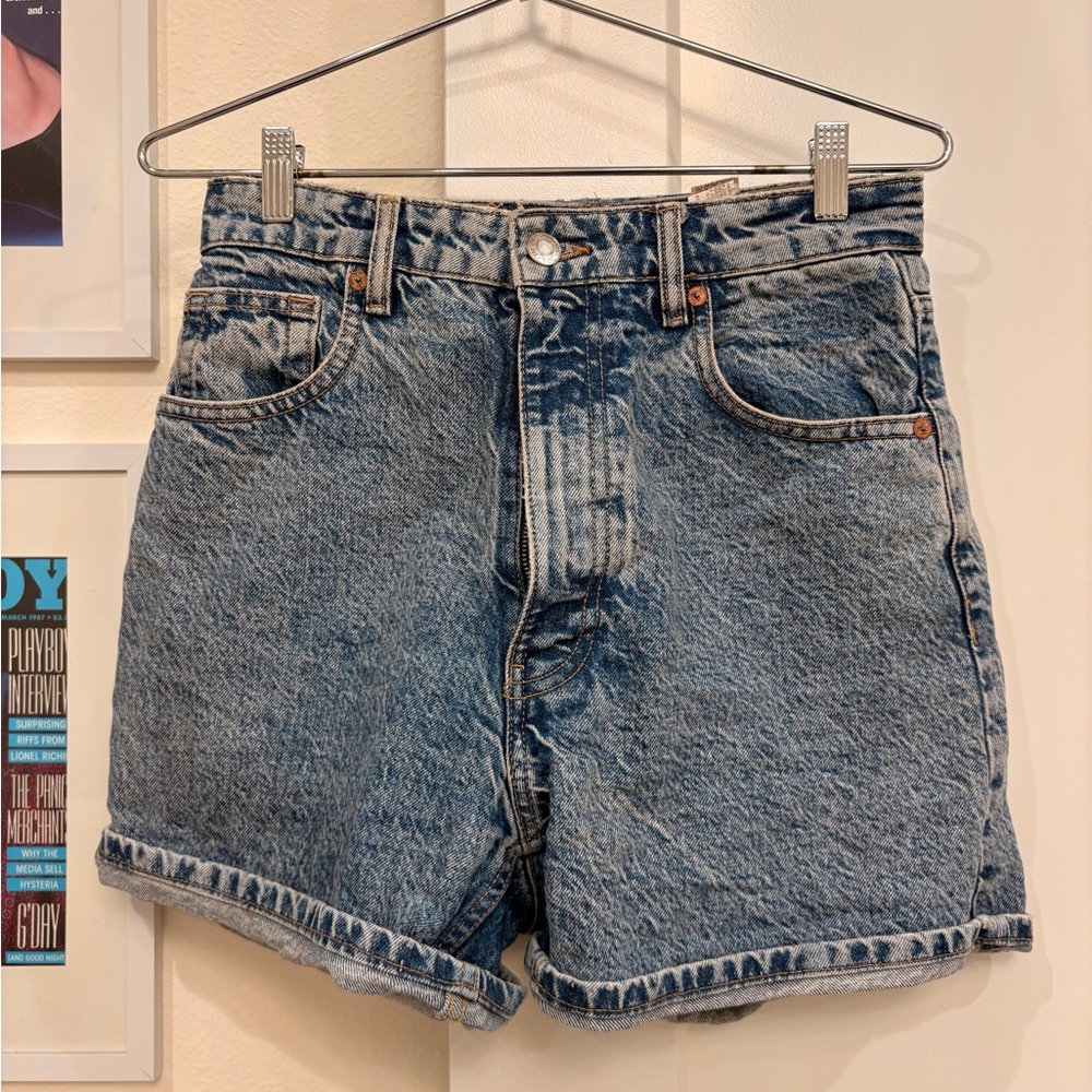 Zara Women's High Waisted  Medium Wash Denim Shorts